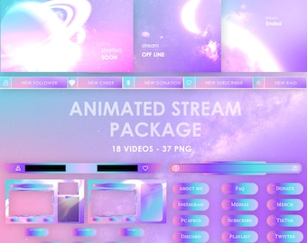 Animated Galaxy Twitch Stream Pack: Pastel Cosmic Theme