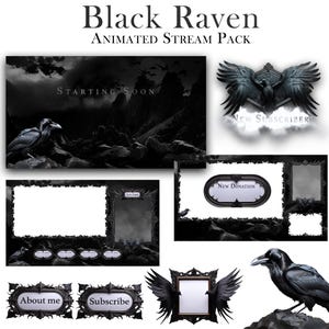 Black Raven Animated Stream Pack | Gothic Crow Overlays, Scenes, Alerts (Twitch, OBS) image 10