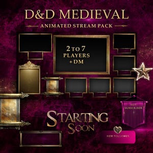 Pink & Gold Medieval Stream Pack – DnD, RPG Overlays, OBS, Streamlabs and Twitch