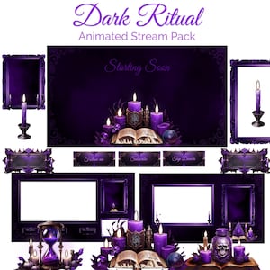 Witchy Twitch Overlay Stream Paket | Gothic Dark Ritual Animierte Lila Overlays für Twitch, Streamlabs & OBS