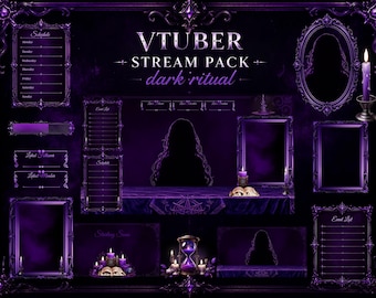 Dark Ritual VTuber Stream Assets | Witchcraft Overlay Pack | OBS Twitch PNG & WebM | Facecam, Chat Box, Schedule, Goal Bar