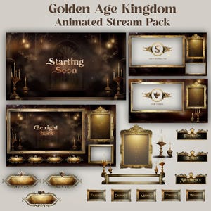 Pack de diffusion animée Golden Kingdom : superposition médiévale de Twitch