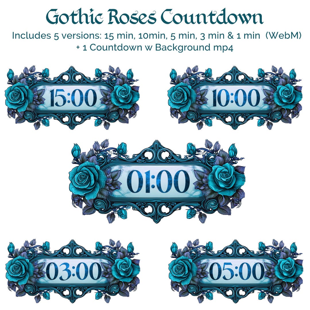 Timer Design Goth Gothic Roses Countdown Timer Overlay: Blue Ice Stream Start Screen ...