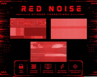 Red Noise Stinger Transition | Cyber Glitch OBS Transition Pack | Animated Twitch Overlay