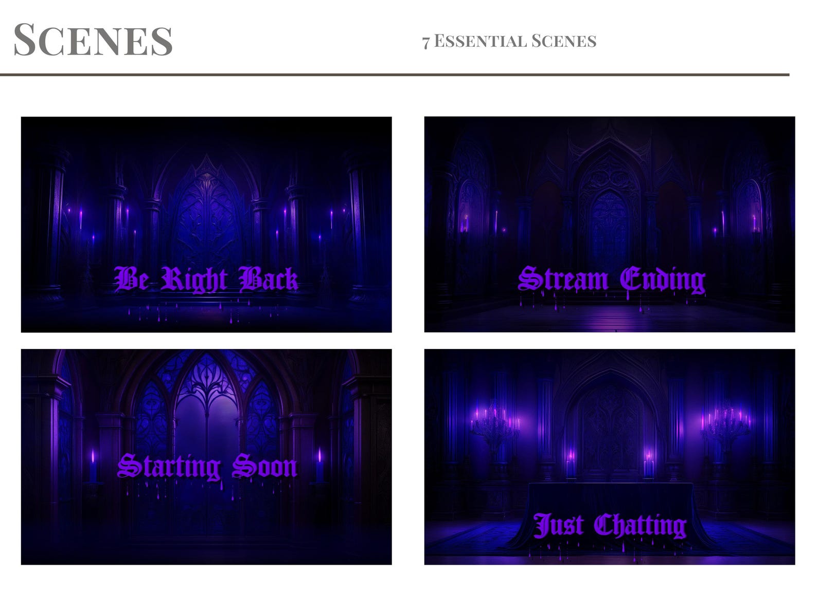 Vampire Stream Pack | Animated Twitch Overlay, Purple Cathedral Screens ...