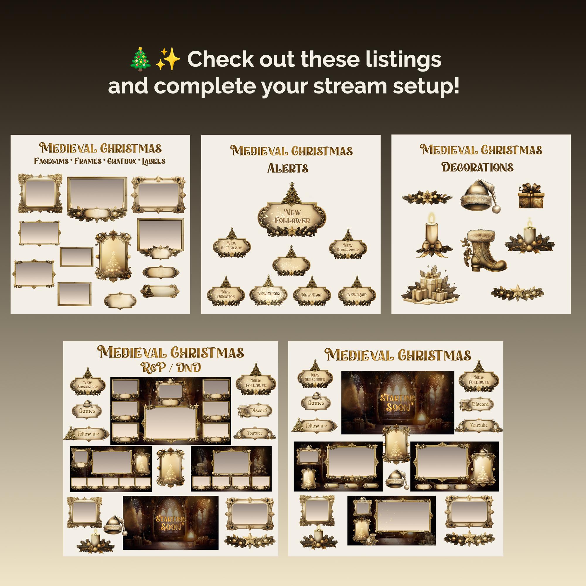Medieval Christmas Stream Overlay Pack: Fantasy Holiday Borders ...