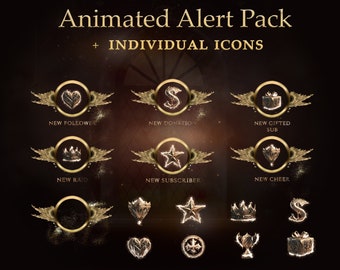 Kingdom Gold Animated Stream Alerts | Twitch Animated Alert | Livestream Historical Alerts | Medieval Alerts