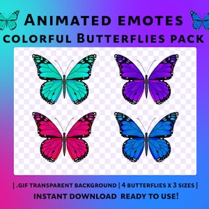 Animated Emote pack | Colorful Butterflies Twitch Emote pack, Discord Emotes, Twitch Emotes, Emotes, Animated Emotes, For Streamers