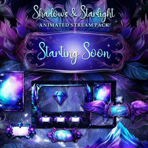 Pacchetto streaming animato fantasy / Scene, schermate, avvisi di ali, fotogrammi webcam, pannelli e altro / Magia, spazio nebuloso, sovrapposizioni eteree