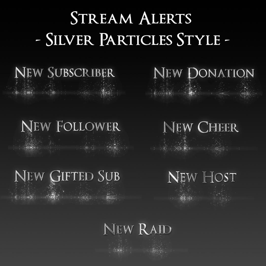 Animated Silver Stream Alerts: Twitch Overlay Pack (webm Format) - Etsy
