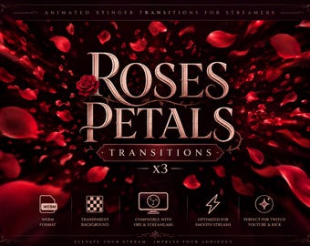 Transizione Stinger con petali di rosa / Transizione animata per streaming OBS su Twitch / Sovrapposizione WebM gotica romantica x3