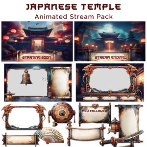 Feudal Japan Animated Stream Pack | Samurai Overlays & Scenes | Japanese Twitch overlays | Streaming Background