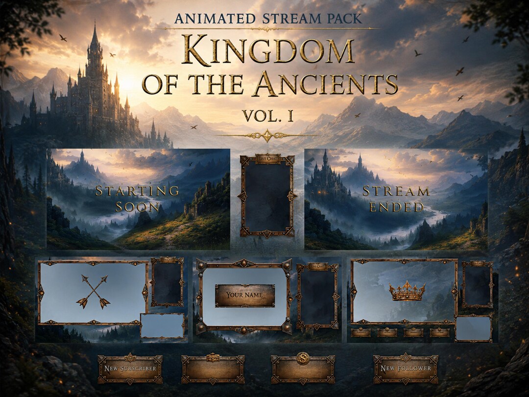 Medieval Kingdom Stream Pack | Animated Fantasy Twitch Overlay, Screens ...