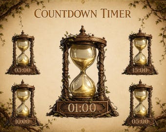 Timer per il conto alla rovescia dello streaming / Sovrapposizione Twitch a forma di clessidra / Schermata accogliente "Inizio a breve" / OBS, Stream Elements