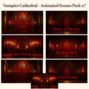 Gothic Vampire Night Stream Package | Screens Stream Package | VTuber | Vampire Cathedral Overlays | Red | Horror | Dark Fantasy