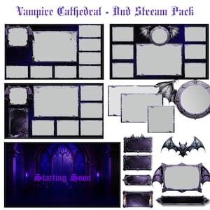 Vampire Gothic Stream Overlay Package: Animated Twitch VTuber Stream Pack