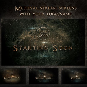 Cenas medievais personalizadas | Pacote de cenas de stream animadas, pacote Twitch, telas de sobreposição para streamers | Personalizado com seu logotipo e títulos