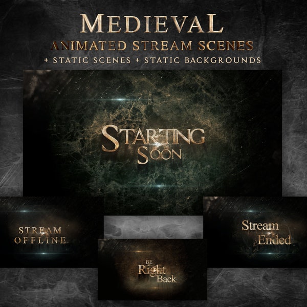 Medieval Scenes | Animated Stream Scenes Package, Twitch Pack, Overlays Screens for Streamers