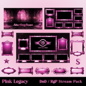 Animated Stream Pack: Pink Legacy Medieval RPG Twitch Pack Dnd