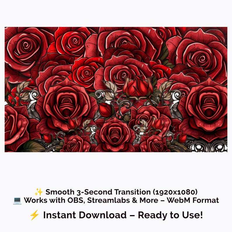 Coded Roses Animation Red Roses Animated Stream Transition: Gothic OBS Stinger (digital ...