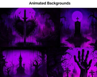 Dark Horror Graveyard Animated Stream Background: Stormy Night
