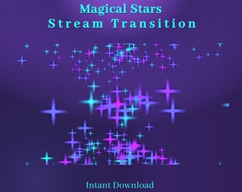 Magic Stars Purple Transition, OBS Stinger, Animated Stream Transition, Twitch Streamlabs Scenes Stinger, Twitch Transition