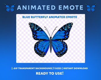 Blue Butterfly Animated Emote: Twitch, Discord Stream Badge (Digital Download)