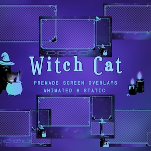 Twitch overlays, Witchy Cat Stream Overlay Pack