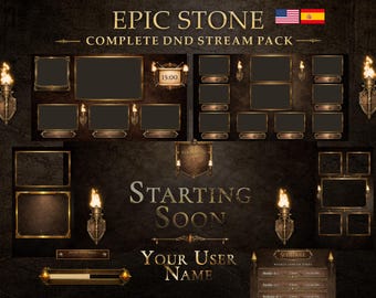 Animated DnD Stream Pack | Medieval, Black and gold |  OBS, Streamlabs, Streamelements | 2–8 players
