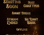 Gold Animated Stream Titles: Starting Soon, BRB (WebM Overlay)