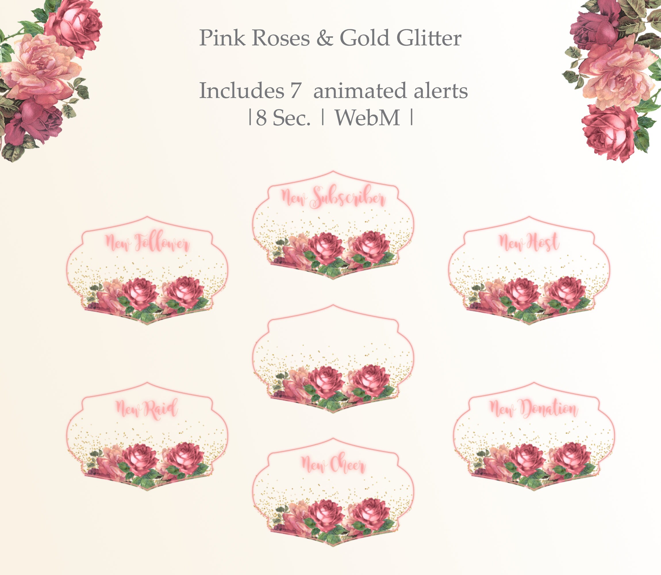 Pink Roses Animation Border Pink Roses Animated Stream Pack: Floral Twitch Overlays - Etsy