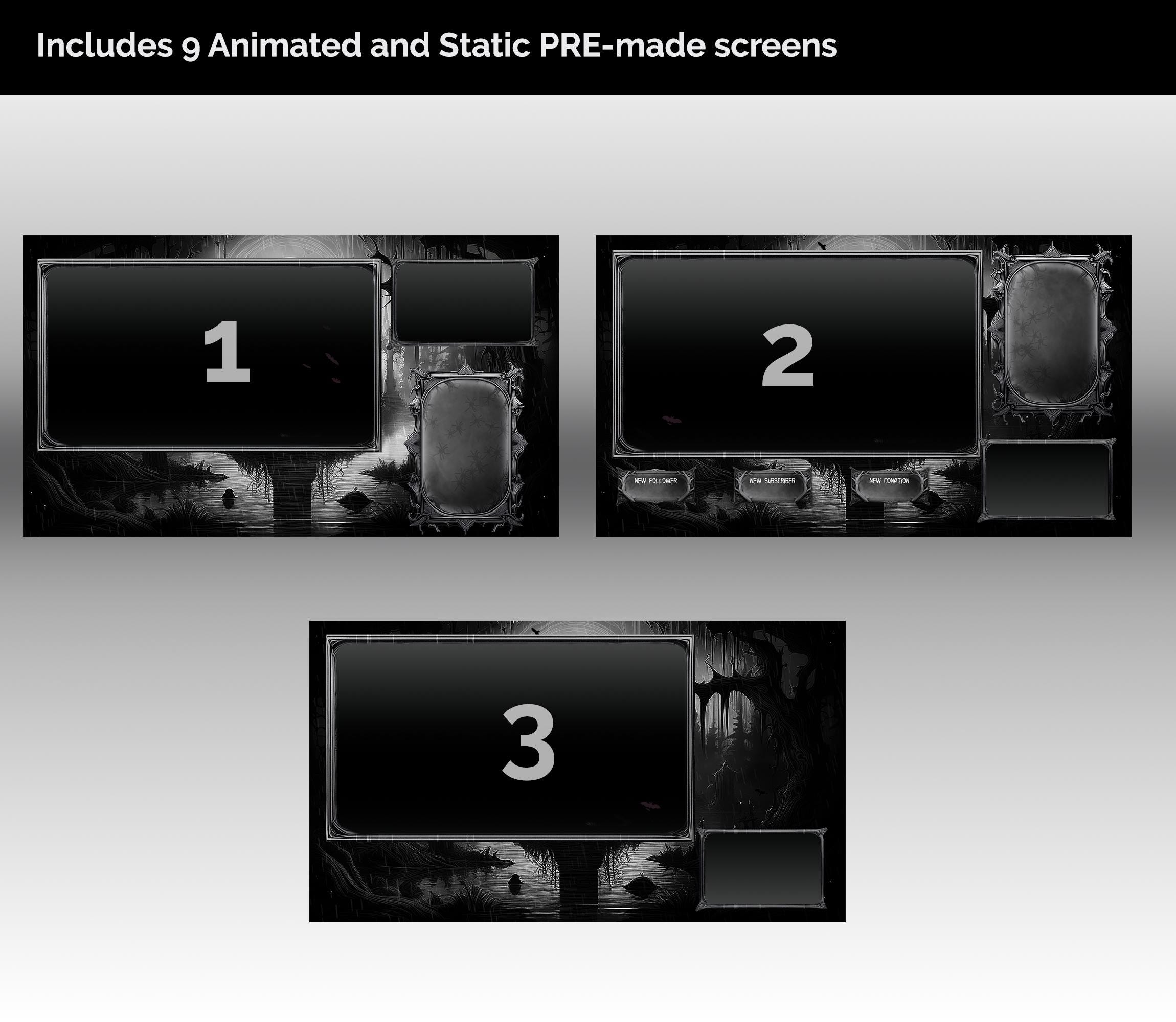 Haunted Overlay Gothic Nightmare Halloween Animated Stream Pack: Haunted Twitch Overlay ...