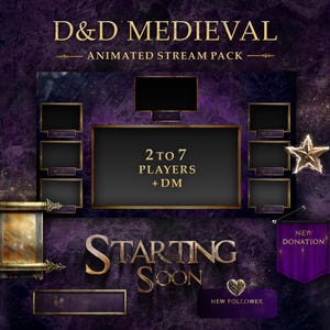 Purple & Gold Medieval Stream Pack – DnD, RPG Overlays, OBS, Streamlabs and Twitch