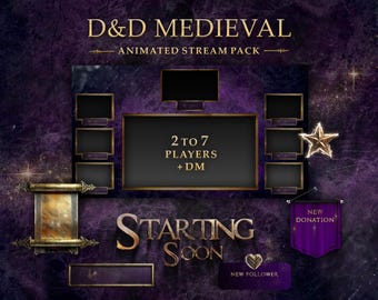 Purple & Gold Medieval Stream Pack – DnD, RPG Overlays, OBS, Streamlabs and Twitch