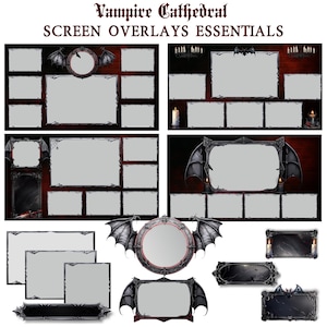Gothic Vampire Stream Overlay Pack: Animated Screens, Frames, Labels, Alerts (WebM, PNG, ZIP)