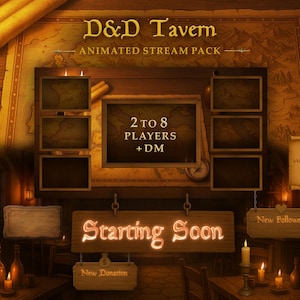 Paquete de transmisión de la taberna de D&D: superposiciones de fantasía medieval cálidas para transmisiones multijugador