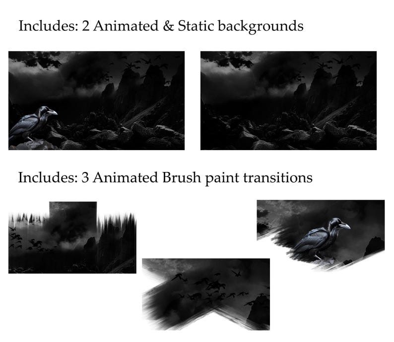 Black Raven Animated Stream Pack | Gothic Crow Overlays, Scenes, Alerts (Twitch, OBS) image 9