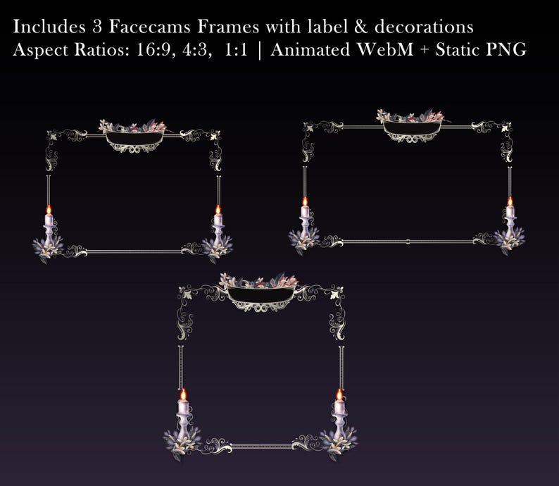 Gothic Animated Webcam Overlay Pack: Skull & Candle Theme (webm, PNG ...