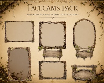 Cottagecore Facecam Pack, Twitch Webcam Overlay, Chat Box, RPG Stream Assets