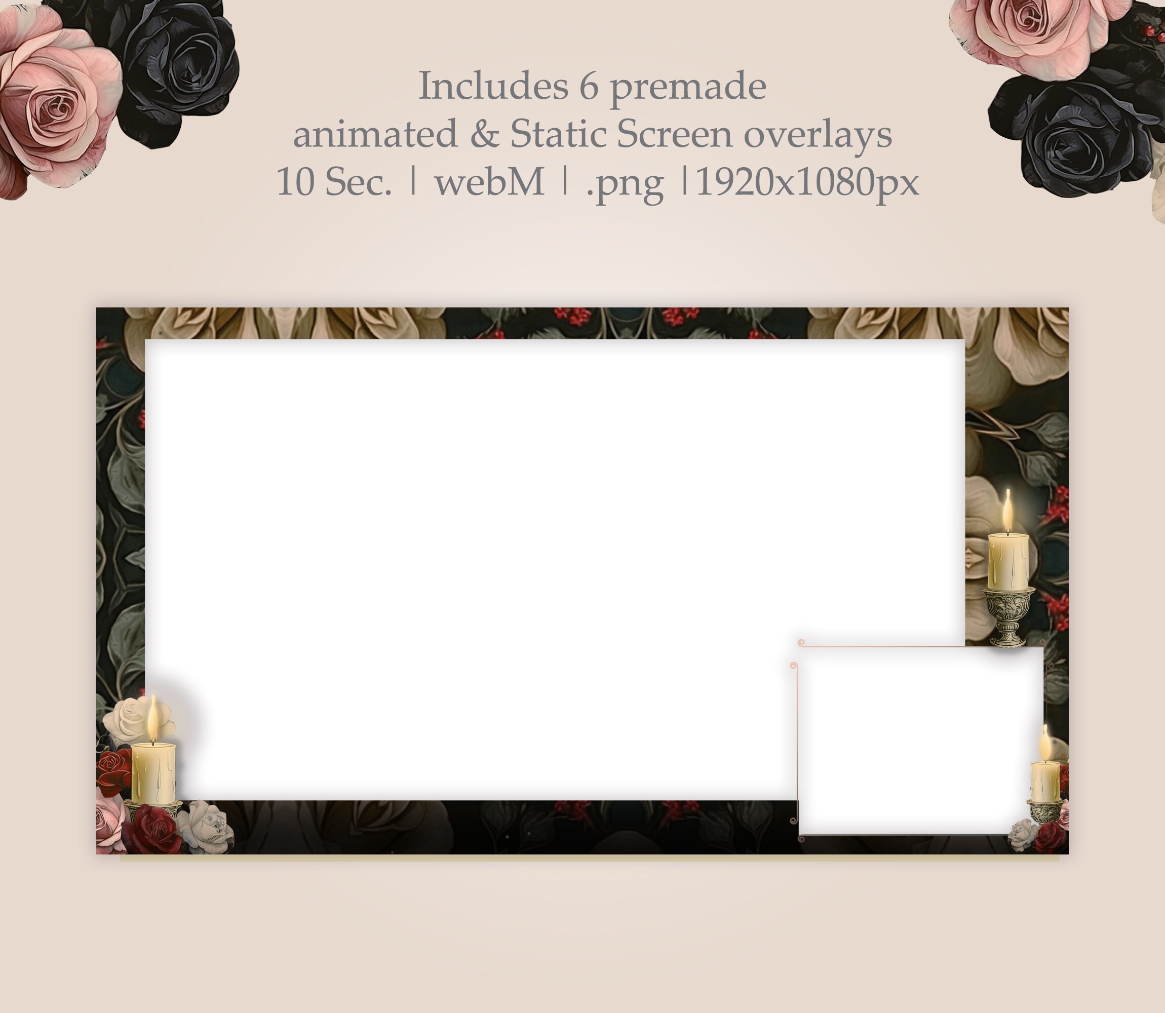 Gothic Skull Animated Stream Screen Overlays, Twitch Pack, Vtuber ...