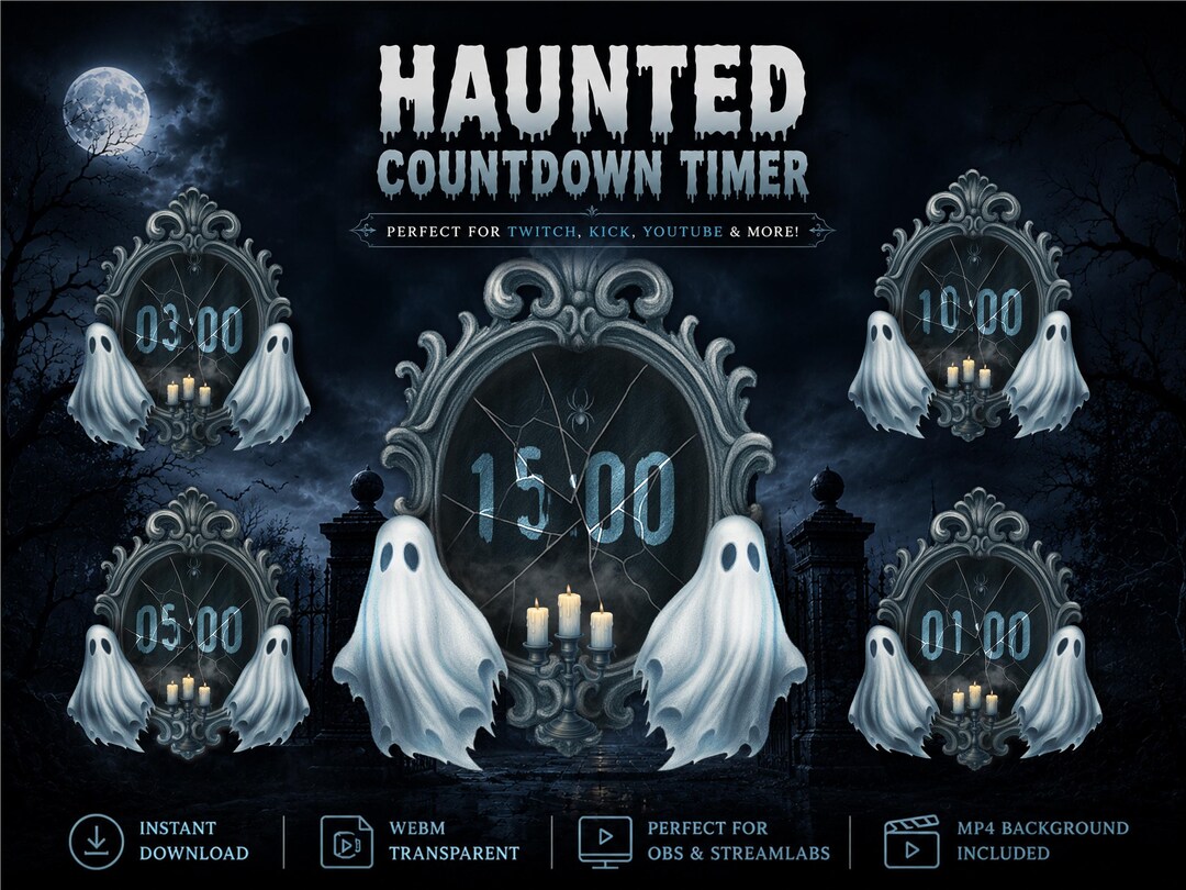 Ghost Halloween Countdown Timer | Spooky Starting Soon Overlay for ...