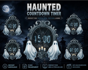 Nedräkningstimer för spökhalloween | Spöklik startar snart-overlay för Twitch