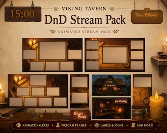 Medieval Tavern Stream Pack | Animated Fantasy Twitch Overlay, DnD, RPG, OBS Screens