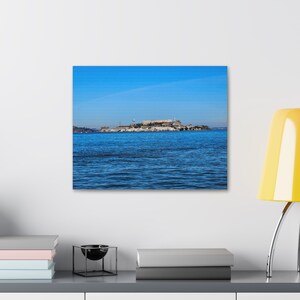 Canvas Stretched, 1.5&#39;&#39; thick for home Decor: View of Alcatraz Island from Fort Mason port in San Francisco California