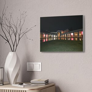 Canvas Stretched, 1.5&#39;&#39; thick for home Decor: Colorful lighting on the outer walls of a building in Pleasant Hill California