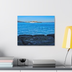 Canvas Stretched, 1.5&#39;&#39; thick for home Decor: View of Alcatraz Island from Fort Mason port in San Francisco California