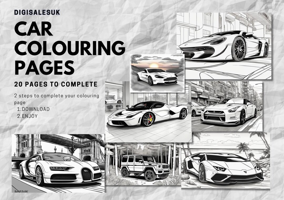 20 Cars Automotive Colouring Pages - Adults and Kids Coloring Sheets ...