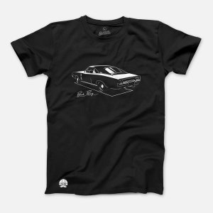 May include: Black t-shirt with a white outline of a classic Dodge Charger car and the signature "Bad Boy".