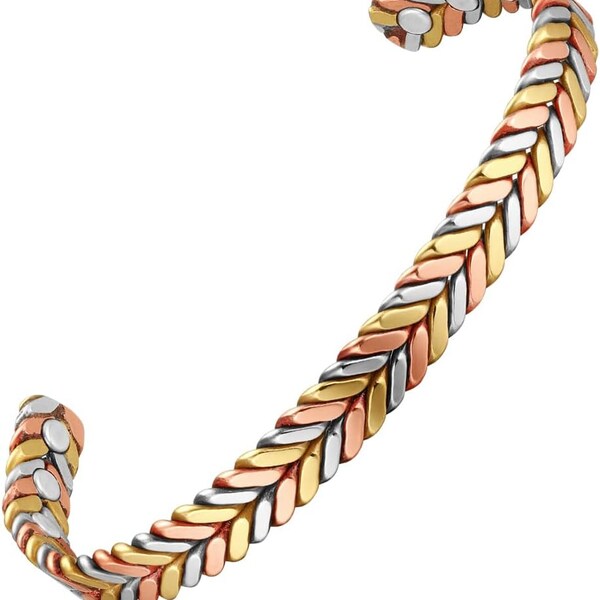 Bracelet magnétique 6 aimants ultra puissants, 99,99 % de cuivre pur massif, taille réglable avec boîte-cadeau (plume de cuivre)