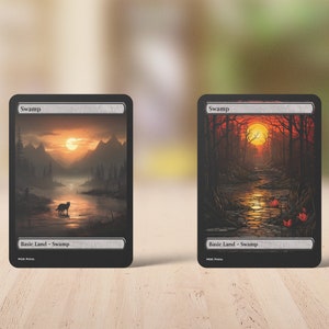 Swamp Basic Land Set Stained Glass and Scenic High Quality Alternate Art Cards for MTG